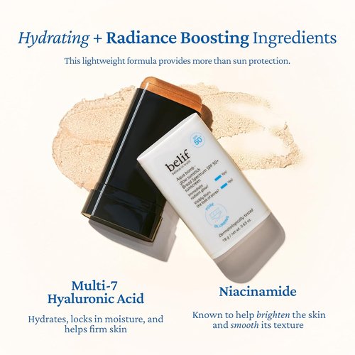 Belif Aqua Bomb Sunscreen Stick SPF 50+ | Lightweight Korean Sunstick with Niacinamide & Hyaluronic Acid, 0.63 oz
