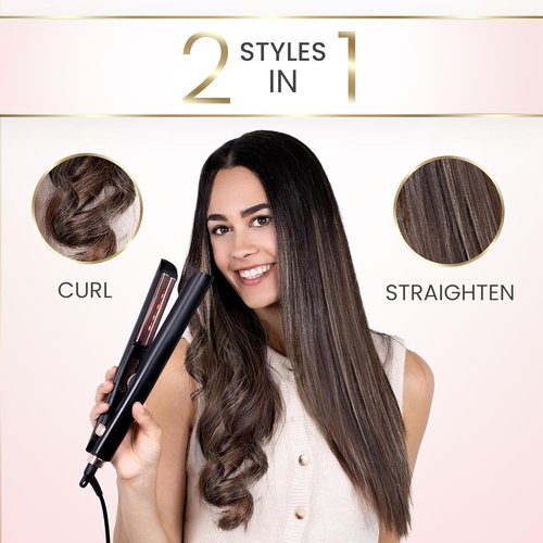 ELLA BELLA® Slimline Hair Straightener - Infrared Technology | 2-in-1 Styling Tool | 10 Heat Settings | Portable Design