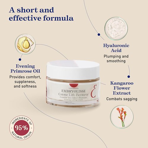 Embryolisse Firming-Lifting Face Moisturizer - Advanced Anti-Aging Cream with Hyaluronic Acid for Dry Skin | 1.69 Fl Oz