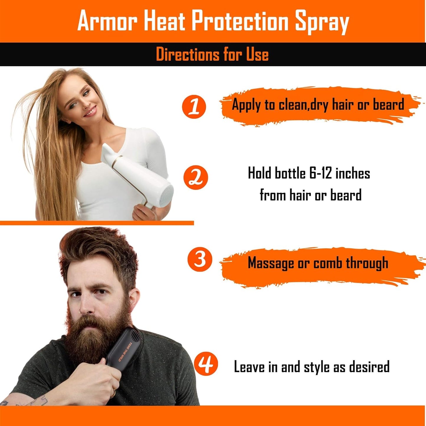 Skiennix Beard Straightener Spray - Heat Protectant with Argan Oil & Keratin - 8.5 Fl Oz