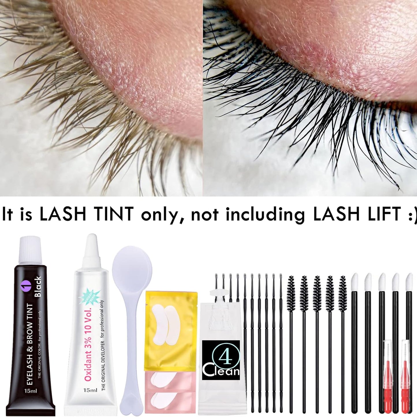 Skiennix Black Lash Tint Kit - Keratin Eyelash & Eyebrow Dye for Voluminous 6-Week Tint