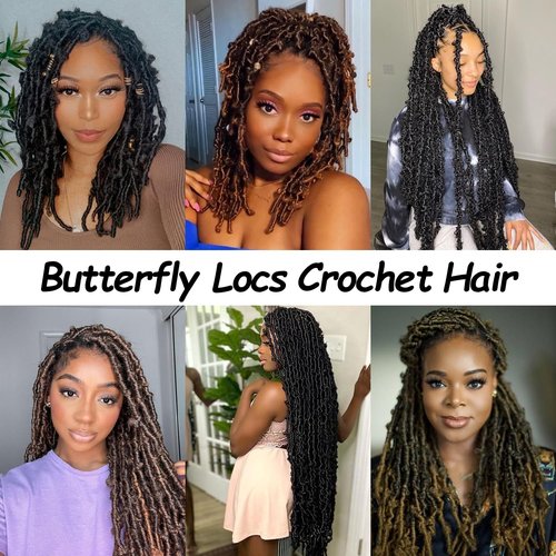 Butterfly Locs Crochet Hair-7 Packs Faux Locs Crochet Hair 12 Inch Distressed Soft Locs Crochet Hair For Black Women (12 Inch(Pack of 7), 4#)