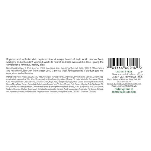 Mario Badescu Kojic Acid Whitening Mask - Illuminating Face Mask for Brightening, Hydration & Discoloration - With Grapeseed Oil, Beeswax & Vitamin E for Smoother, Radiant Skin, 2 Oz