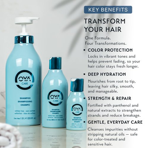 OYA Gentle Moisturizing Shampoo – Sulfate-Free Hydrating Cleanser for Color Treated, Dry & Damaged Hair – Enriched with Sea Kelp, Green Tea & Panthenol – Professional Hair Care – Travel Size / 100 ml