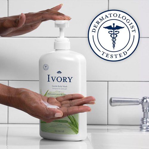 Ivory Gentle Body Wash - Family-Friendly Formula, Aloe Scent, 35 oz | Free of Dyes & Parabens