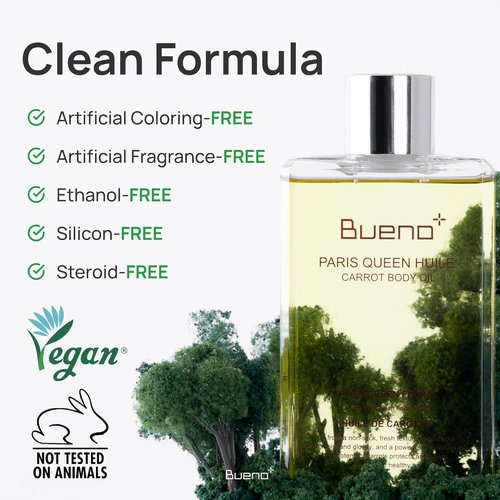 Bueno Paris Queen Carrot Body Oil - Hydrates & Protects Skin with Carrot Extract | 6.7 Fl Oz