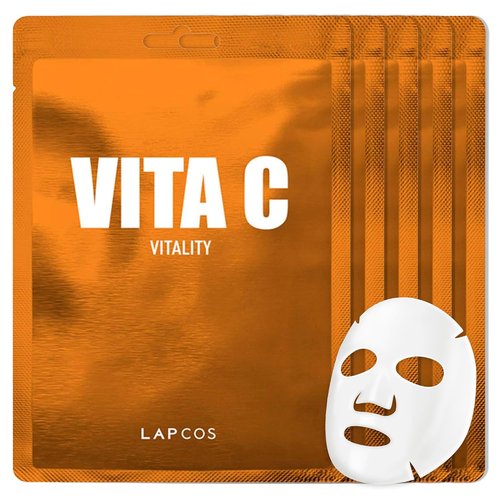 LAPCOS Vita C Sheet Mask - Daily Vitamin C Face Mask for Skin Renewal | 5-Pack Korean Beauty Essential