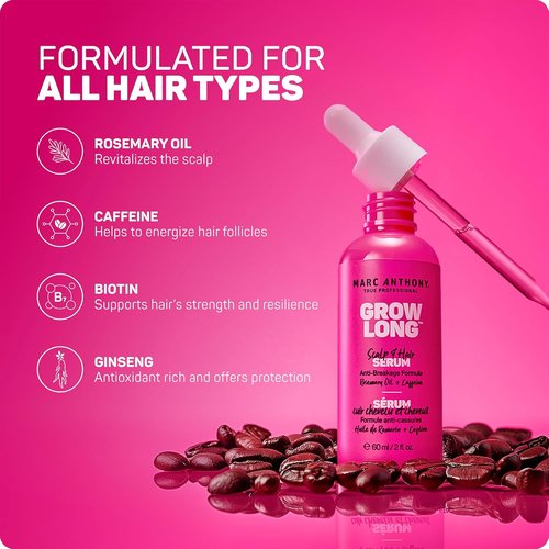 Marc Anthony Grow Long Hair Serum - Anti-Breakage Formula for Nourished & Hydrated Hair - 2 fl oz