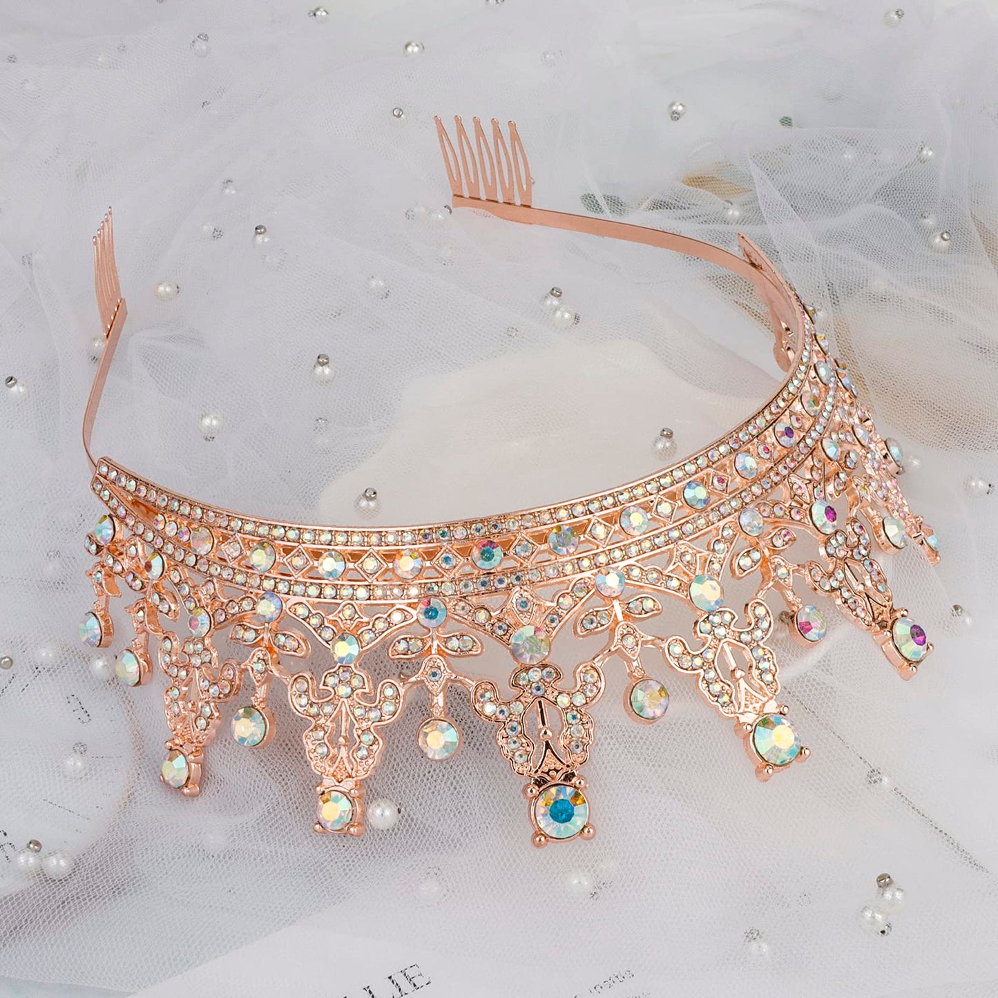 COCIDE Rose Gold Tiaras for Women Crowns for Women Tiaras and Crowns for Women Queen Crown Princess Tiara for Girls Rhinestones Party Bridesmaids Wedding Halloween Costume Cosplay Gift