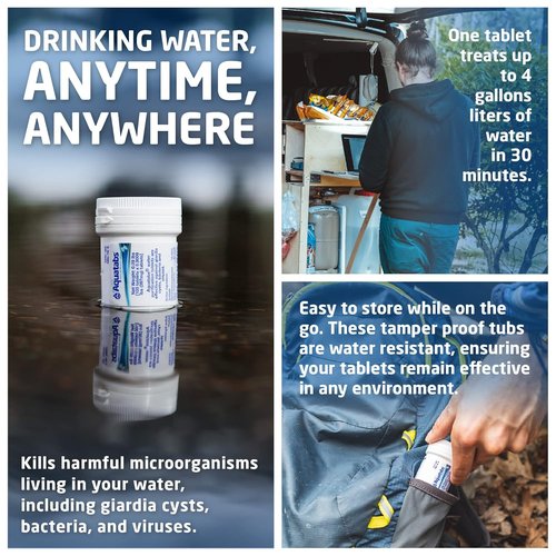 Aquatabs Water Purification Tablets - Easy-To-Use Water Filtration System | 100 Pack (397mg) for Camping & Emergencies
