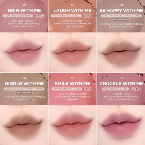 Lilybyred Smiley Lip Blending Stick - Korean 3-in-1 Multi-Use Lip Liner | Smooth, Long-Lasting Matte Finish, 0.028 oz (06 Chuckle with Me)