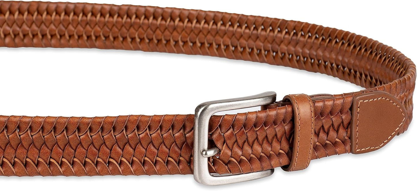 Tommy Bahama Men's Braided Leather Belt - Fully Adjustable Comfort Design for Everyday Style