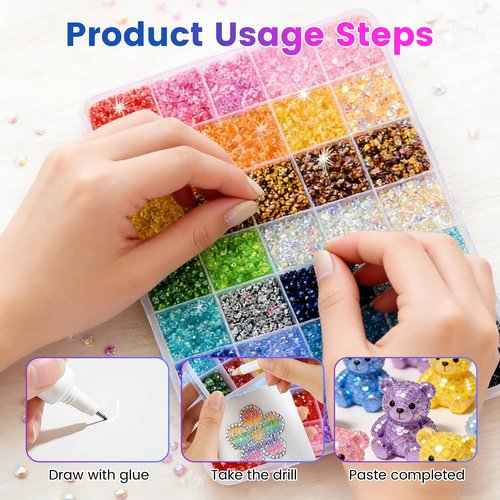 Bedazzler Kit with Rhinestones, 2026 New Resin Jelly Rhinestones for Bedazzling, Multicolor 3mm Flatback Gems for Nail Diamond Art Crafting Book Makeup (24000)