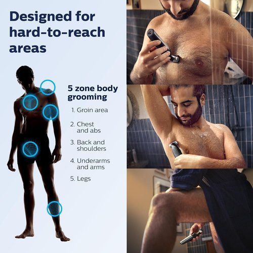 Philips Bodygroom Series 5000 - Showerproof Groin & Body Trimmer for Close, Comfortable Shaving | 60 Min Runtime