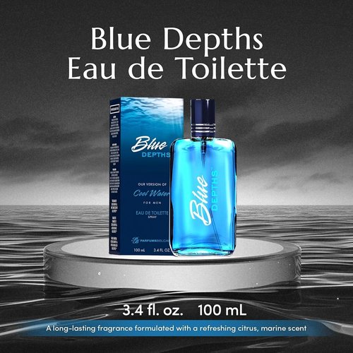 PB ParfumsBelcam Blue Depths Eau de Toilette Spray - 3.4 Fl Oz | Fresh Aquatic Cologne for Men with Citrus & Musk Scent