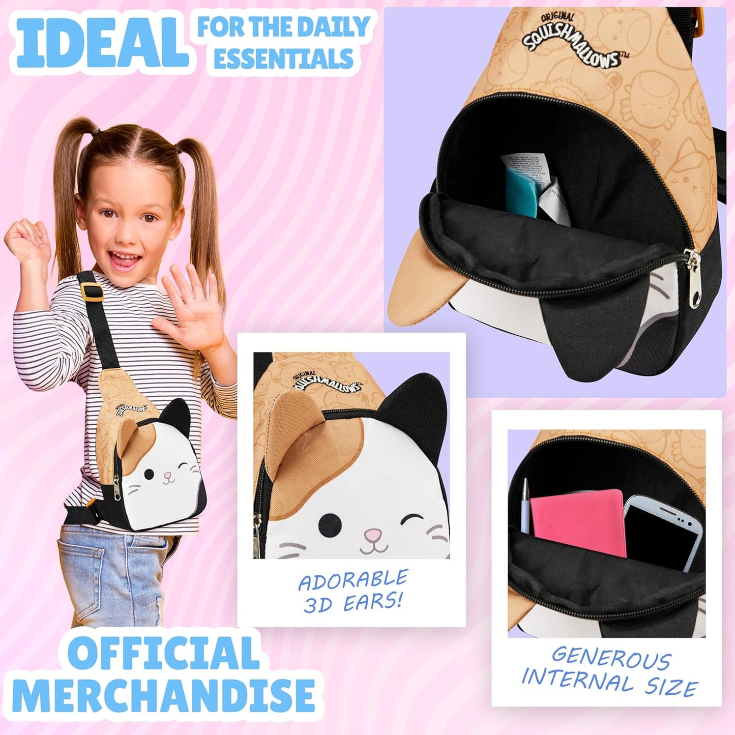 Squishmallows Crossbody Bag - Kawaii Mini Backpack for Girls & Teens | Travel Essentials
