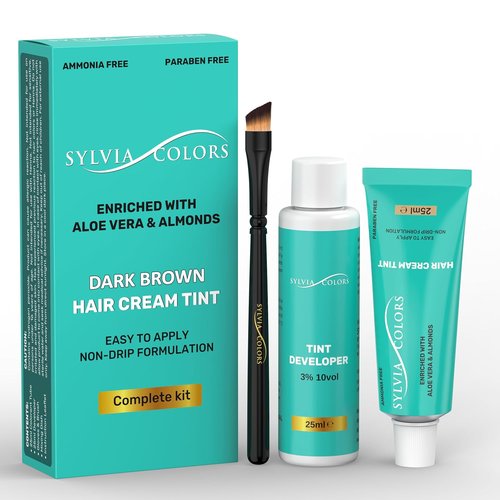 Professional Dark Brown Hair Tint Kit - Waterproof Root Touch-Up Color, 25ml | Lasts 4-6 Weeks, 40 Applications