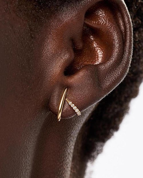 MUMREUES Gold Earrings - Trendy 14K Gold Plated Studs | Dainty Hypoallergenic CZ Jewelry for Women