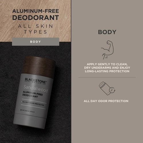 Blackstone Men's Grooming Deodorant - Aluminum-Free, Long-Lasting Sandalwood Scent (2.82 oz)