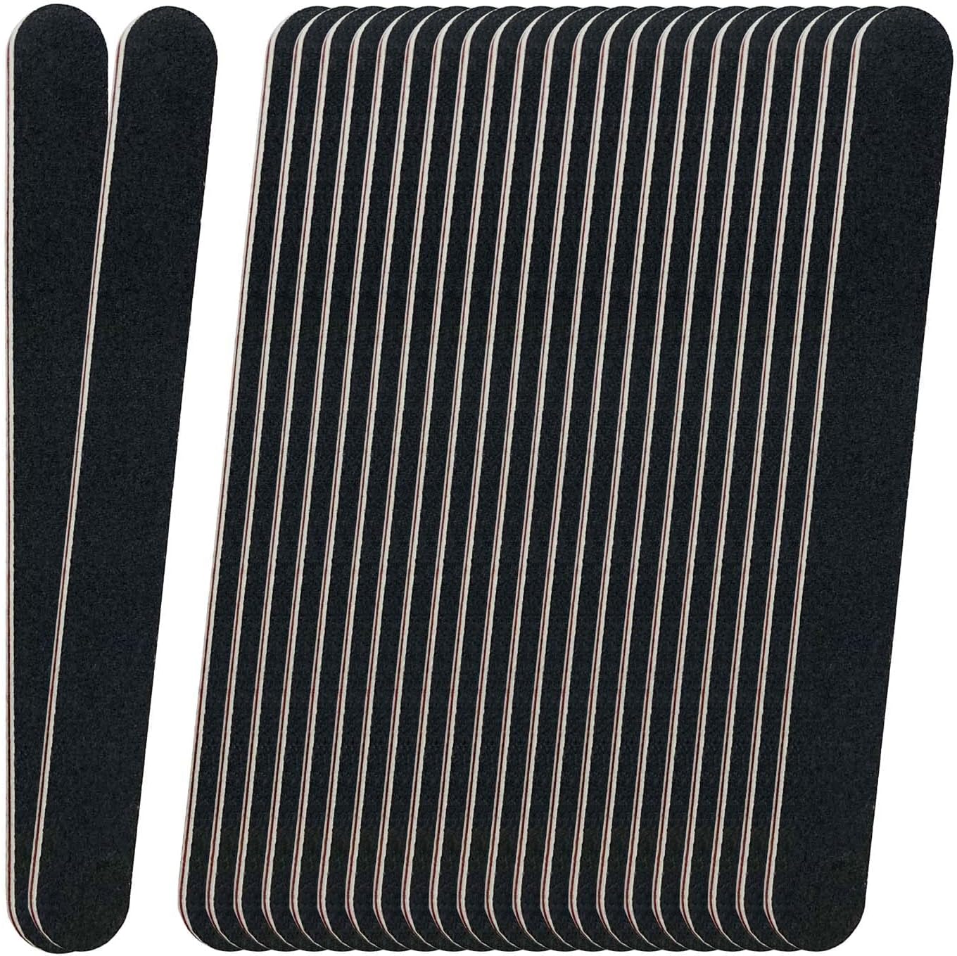 Skiennix 24 Pack Emery Boards - 100/180 Grit Nail Files for Acrylic & Natural Nails, Black
