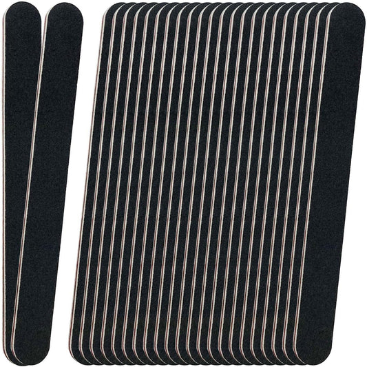 Skiennix 24 Pack Emery Boards - 100/180 Grit Nail Files for Acrylic & Natural Nails, Black