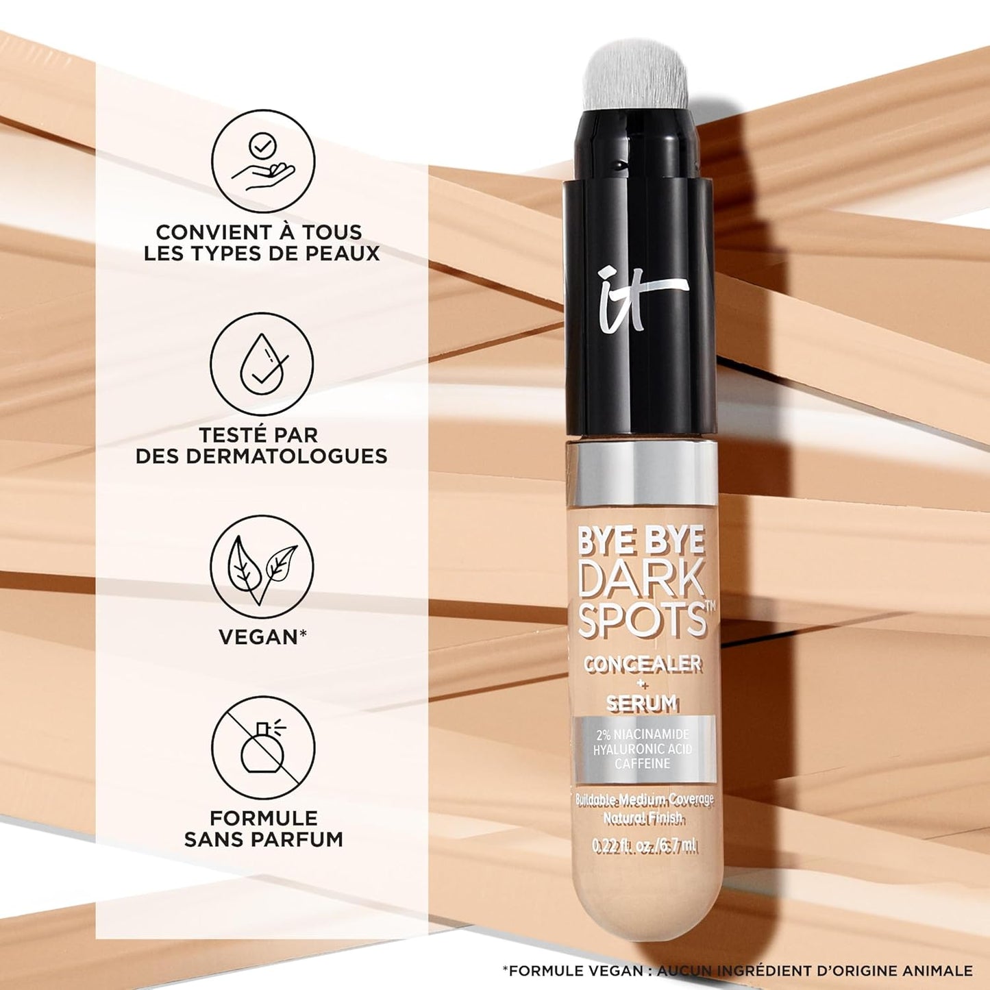 IT Cosmetics Bye Bye Dark Spots Concealer | Brightening Serum with 2% Niacinamide & Caffeine - Medium Coverage, 0.22 fl oz