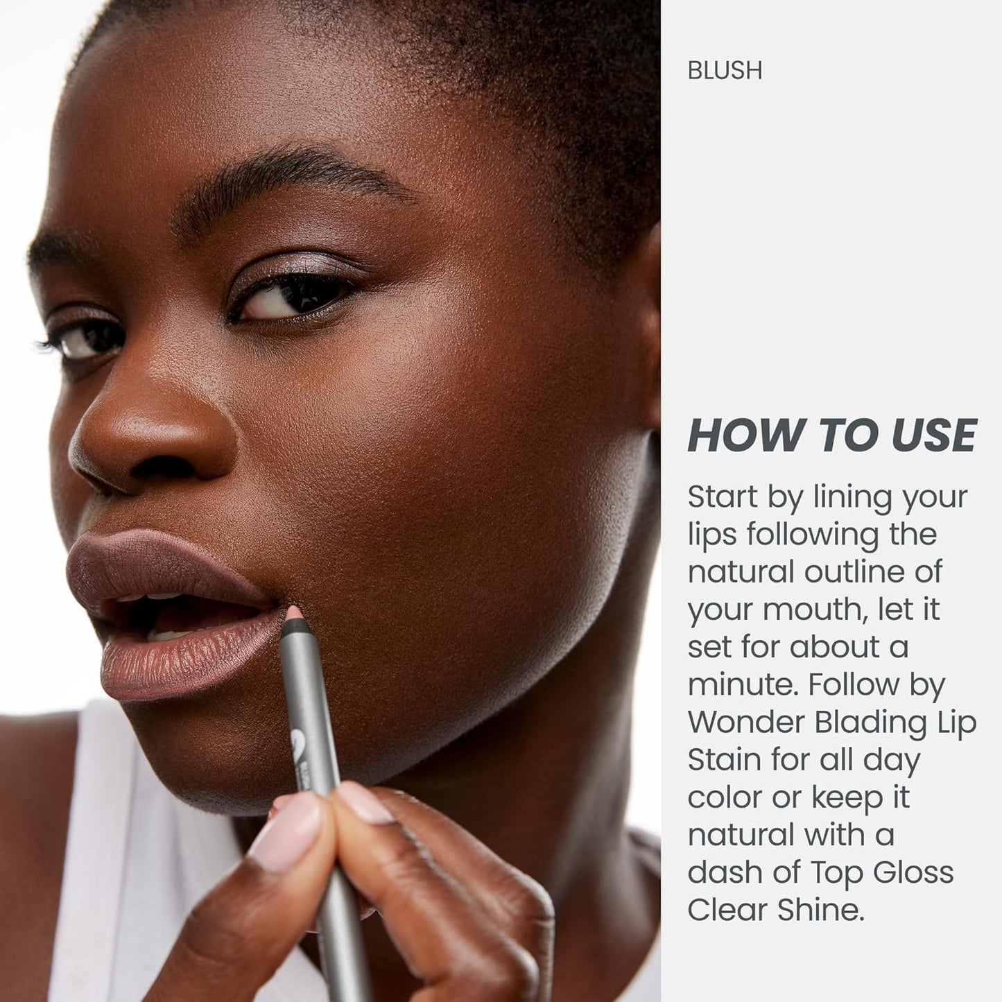 Wonderblading Lip Stain Peel Off Masque - Adore with 360 Contour Lipliner - Blush Shade