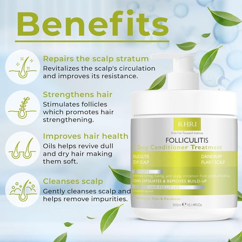 Folliculitis Deep Conditioner - Effective Scalp Treatment for Dandruff, Psoriasis & Seborrheic Dermatitis | Nourishes Oily Hair
