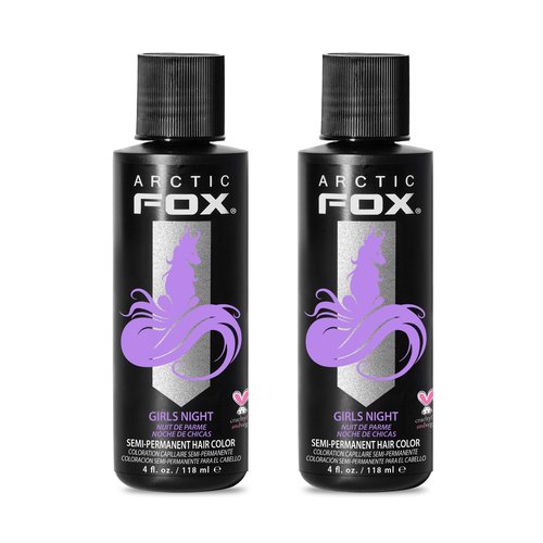 Arctic Fox Semi-Permanent Hair Dye, Vegan & Cruelty-Free, Pastel Lilac Color for Platinum Blonde Hair, Ammonia & Peroxide Free, Conditioning Formula, Girls Night, 4 Fl Oz (Pack of 2)