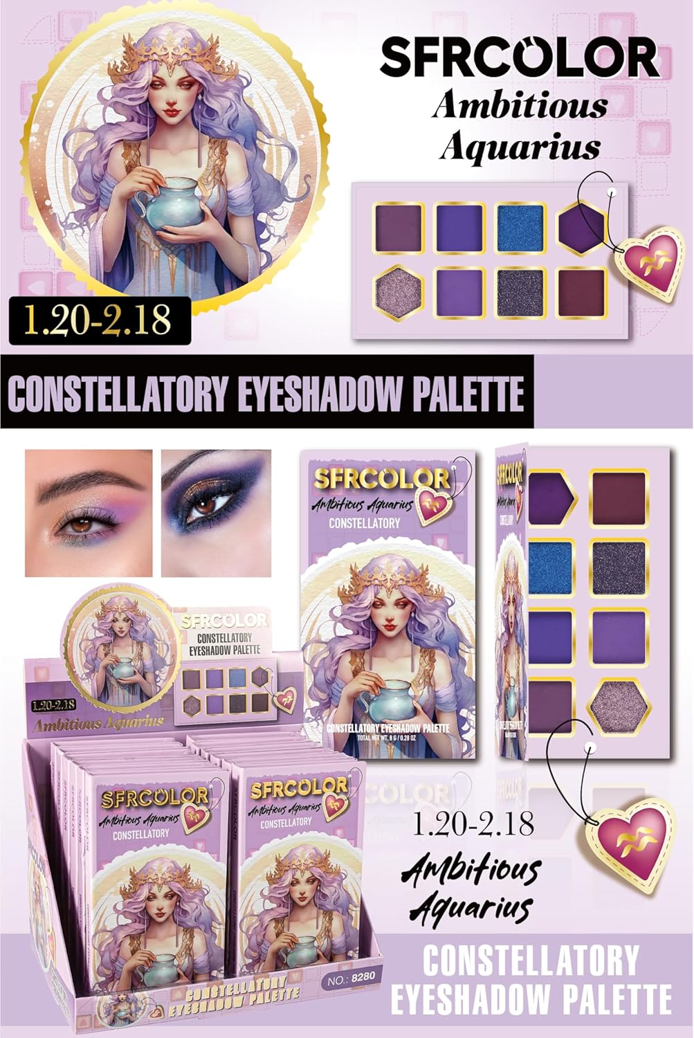 Skiennix 12-Color Zodiac Eyeshadow Palette - Highly Pigmented Matte & Metallic Shades for Daily & Professional Use