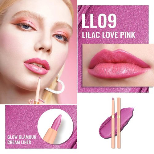 Oulac Waterproof Lipliner Pencil - Smooth, Creamy Formula for Precision Application | Vegan & Cruelty-Free, LL09 Lilac Love Pink