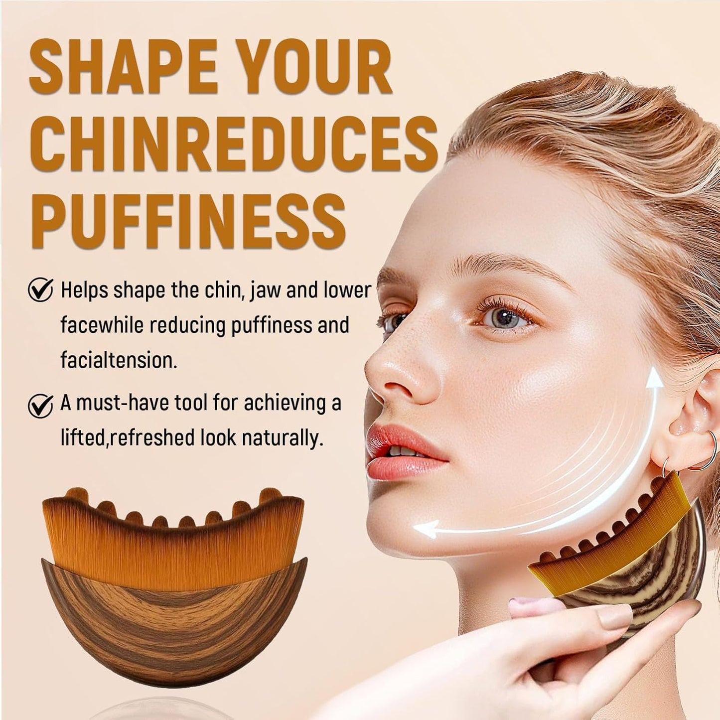 Skiennix Lymphatic Contour Face Brush - Soft Dry Massage Tool for Facial & Neck Relaxation | Portable with Travel Case