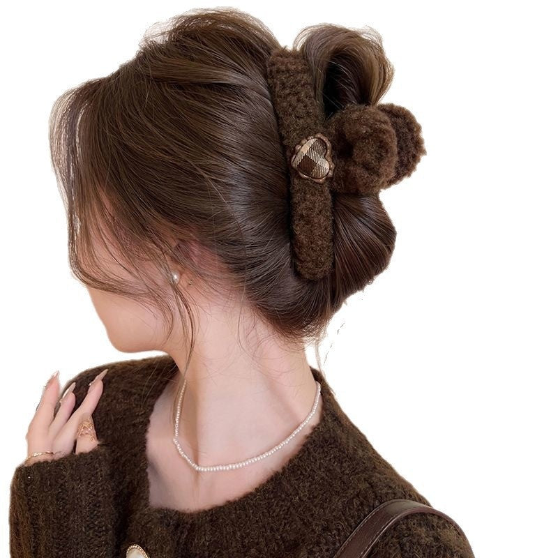 Soft Plush Bow Hair Clip - Elegant Winter Hair Accessory for All Hairstyles