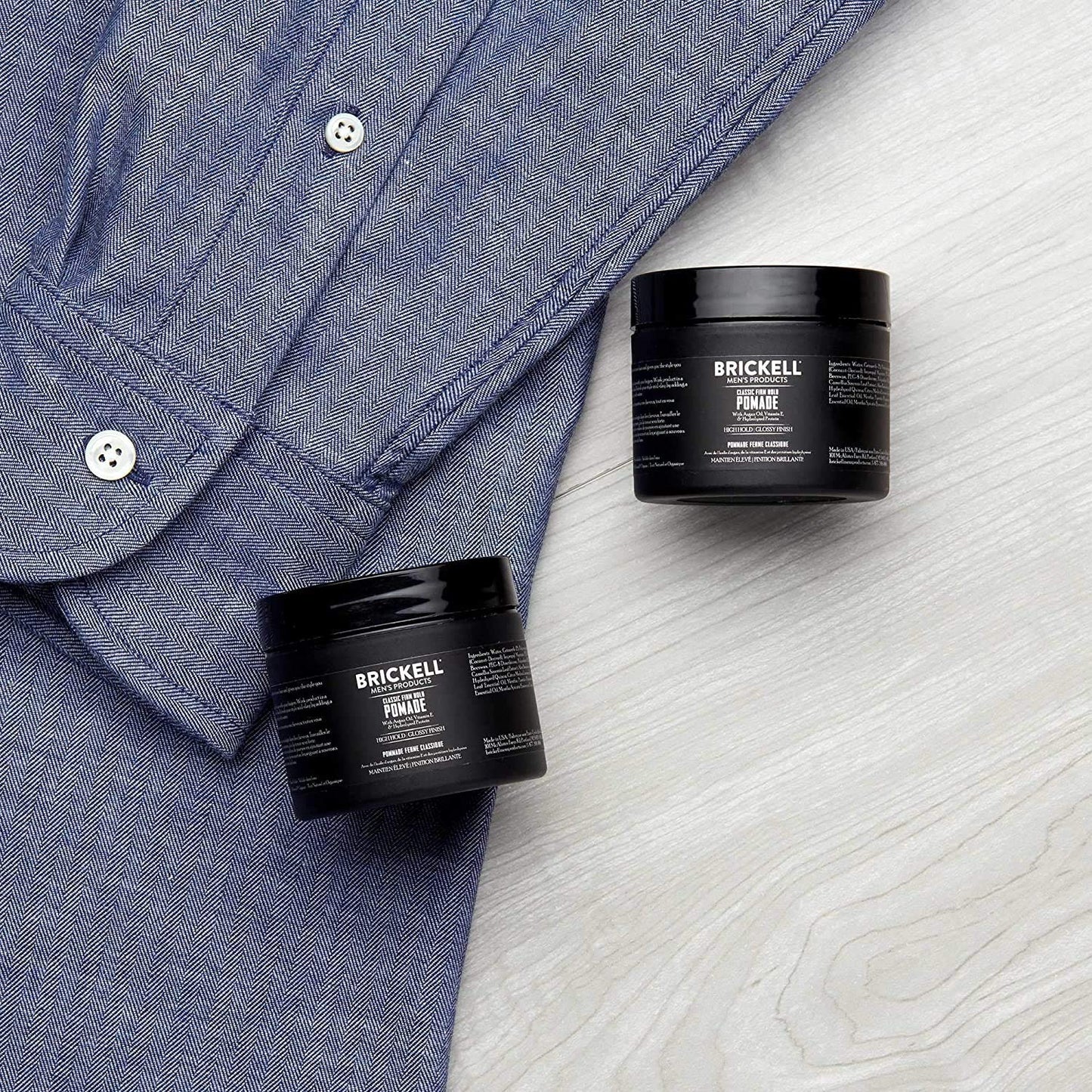 Brickell Men's Firm Hold Hair Pomade - Natural & Organic Styling with High Shine Finish | 2 Ounces
