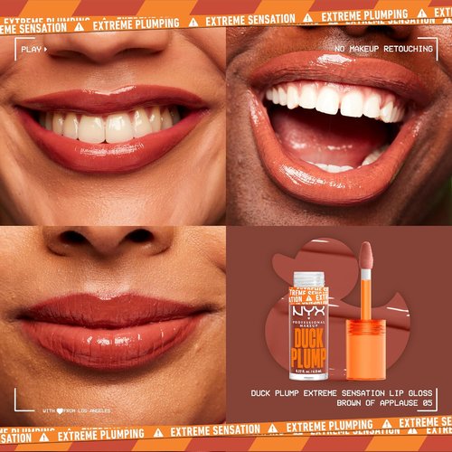 NYX Professional Makeup Duck Plump Lip Gloss - High Pigment Lip Plumper in Brown Of Applause
