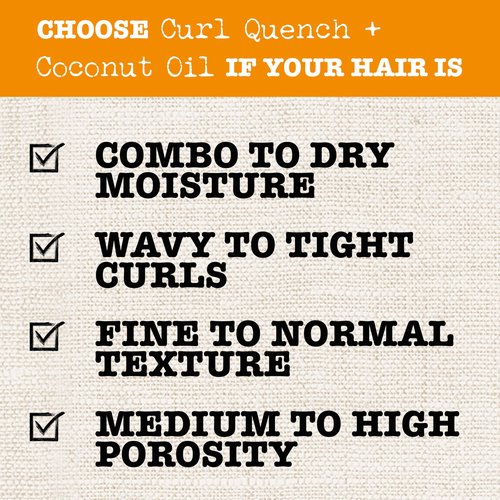 Maui Moisture Curl Quench + Coconut Oil Hydrating Curl Cream Smoothie, Curly Hair Styling Cream with Coconut Oil & Papaya Butter Helps Tame Frizz & Enhance Softness, Silicone Free, 12 oz