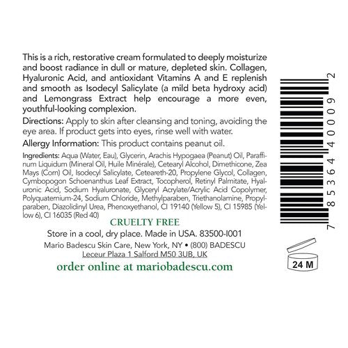 Mario Badescu Hydrating Moisturizer - Anti-Aging Formula with Hyaluronic Acid & Collagen | 2 FL OZ for Dry, Sensitive Skin