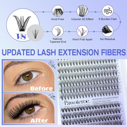 Pawotence Lash Extension Kit - 280pcs Individual Lash Clusters for DIY Beauty | 20D & 30D, 9-15mm
