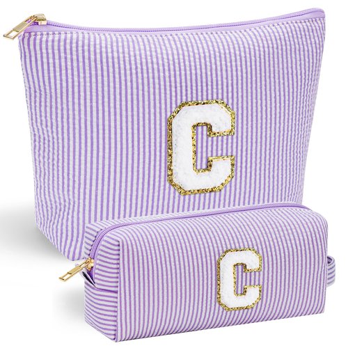 YOOLIFE Bridesmaid Gifts for Wedding Day, Bridesmaid Gifts | Bridesmaid Proposal Gifts Unique Gifts | Preppy Makeup Bag 30th Birthday Gifts for Her | Makeup Organizer Bag Preppy Stuff C- Purple