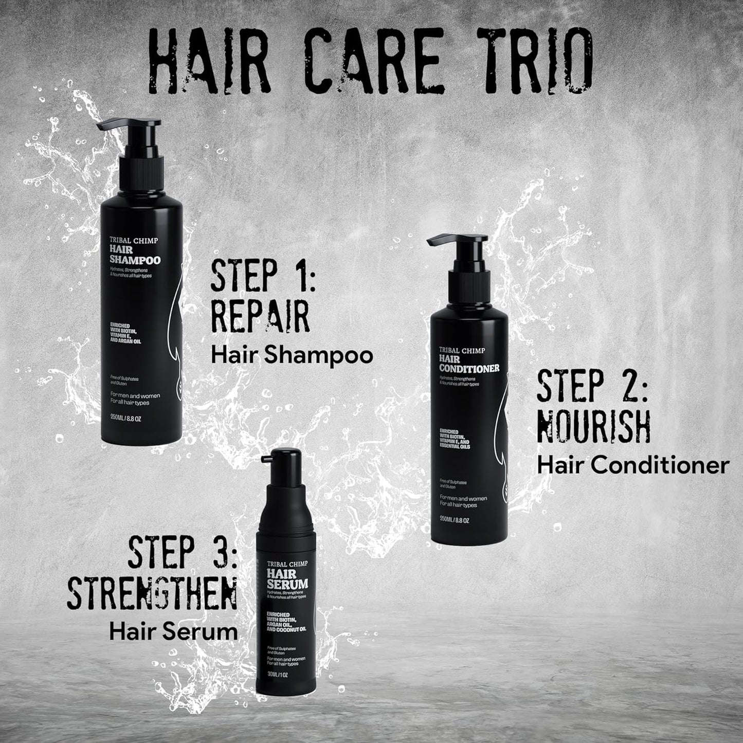 Tribal Chimp Hair Conditioner - Hydrating & Strengthening Formula with Peppermint, Tea Tree Oil & Biotin | 8.8oz