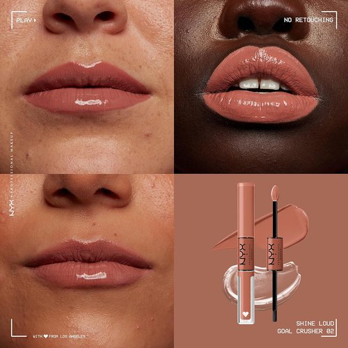 NYX PROFESSIONAL MAKEUP Shine Loud Liquid Lipstick - Long-Lasting Clear Gloss in Goal Crusher (Mid-Tone Beige)