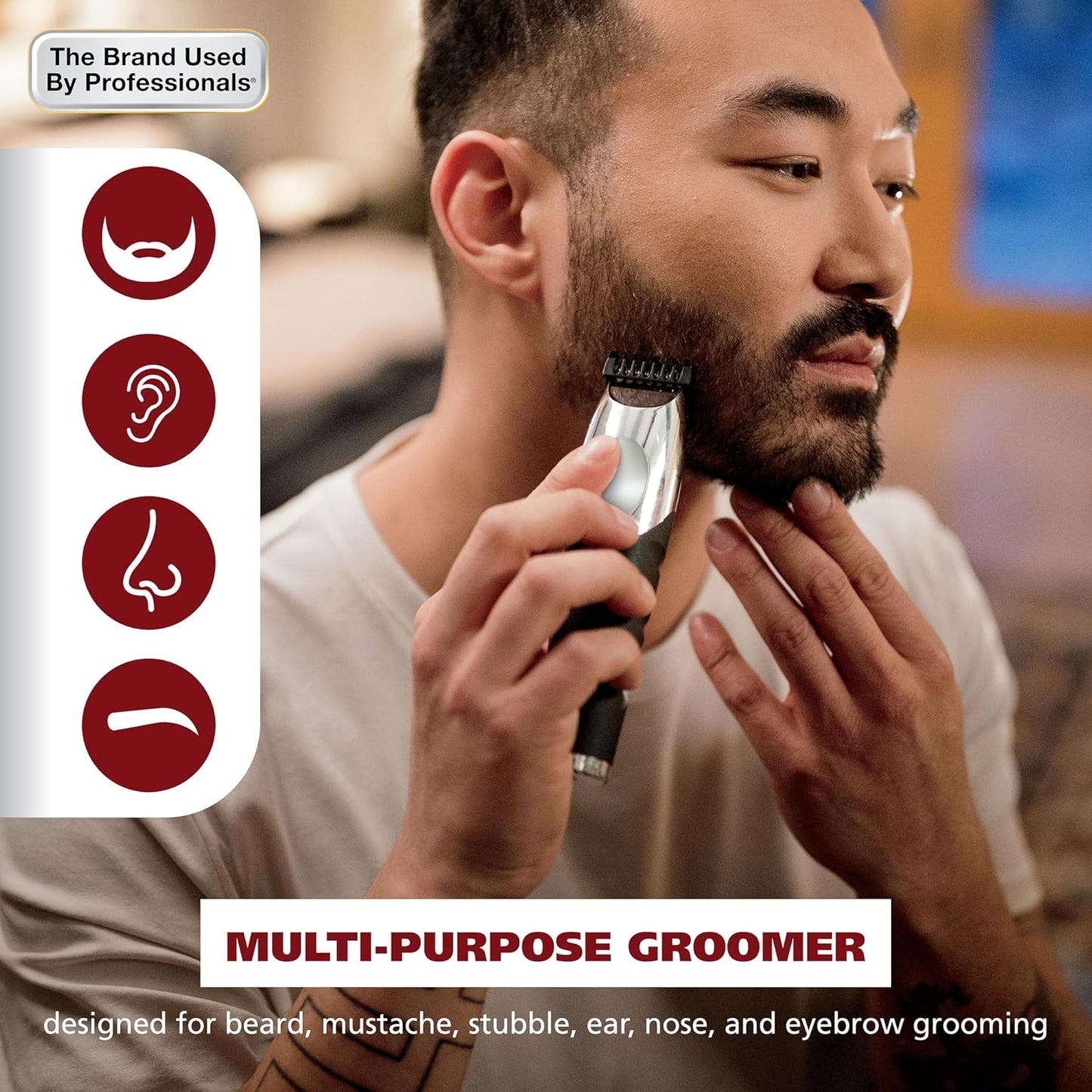 Wahl Groomsman Pro Beard Trimmer - All-in-One Rechargeable Cordless with 3 Attachments for Men | Model 5617