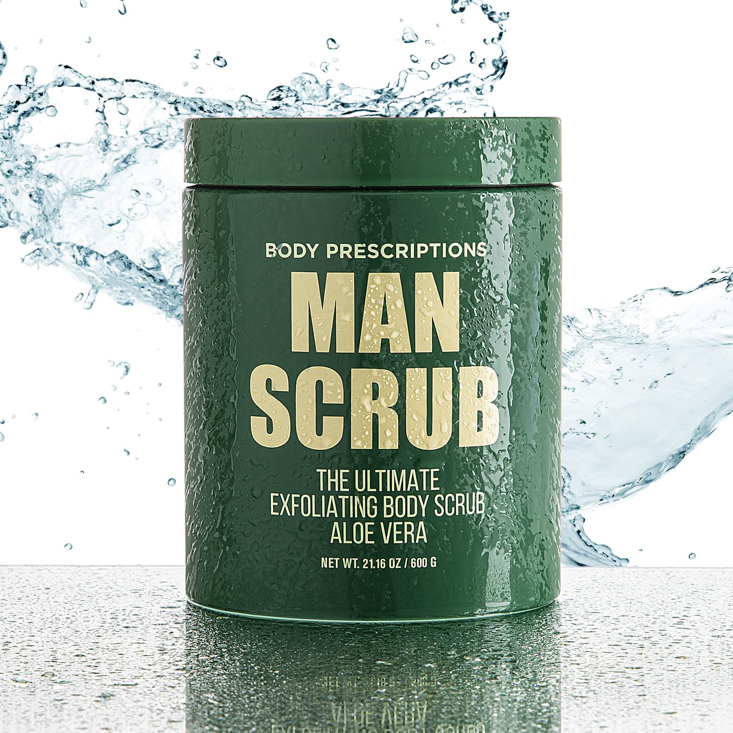 Body Prescriptions Men’s Exfoliating Body Scrub – Ultimate Skin Cleansing Wash in Jar with Twist-Top Lid, For All Skin Types, 21 Ounce (Pack of 4), Aloe Vera