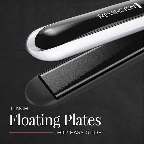 Remington Pearl Pro Ceramic Flat Iron - 1-Inch Floating Plates for Fast Styling | Black & White