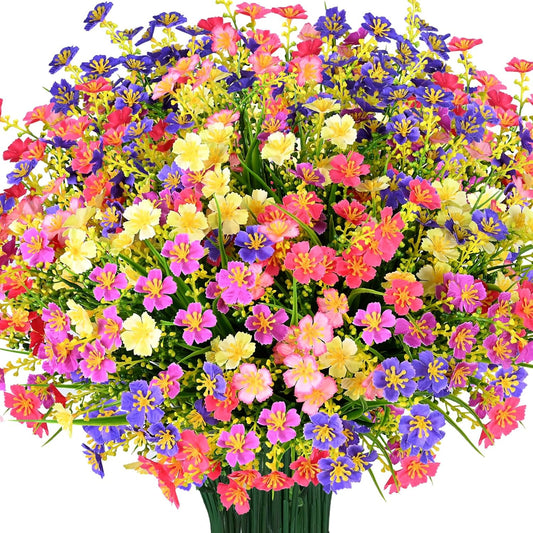 Trytuny 10 PCS UV Resistant Artificial Flowers | Faux Plants for Outdoor Home Garden Decor