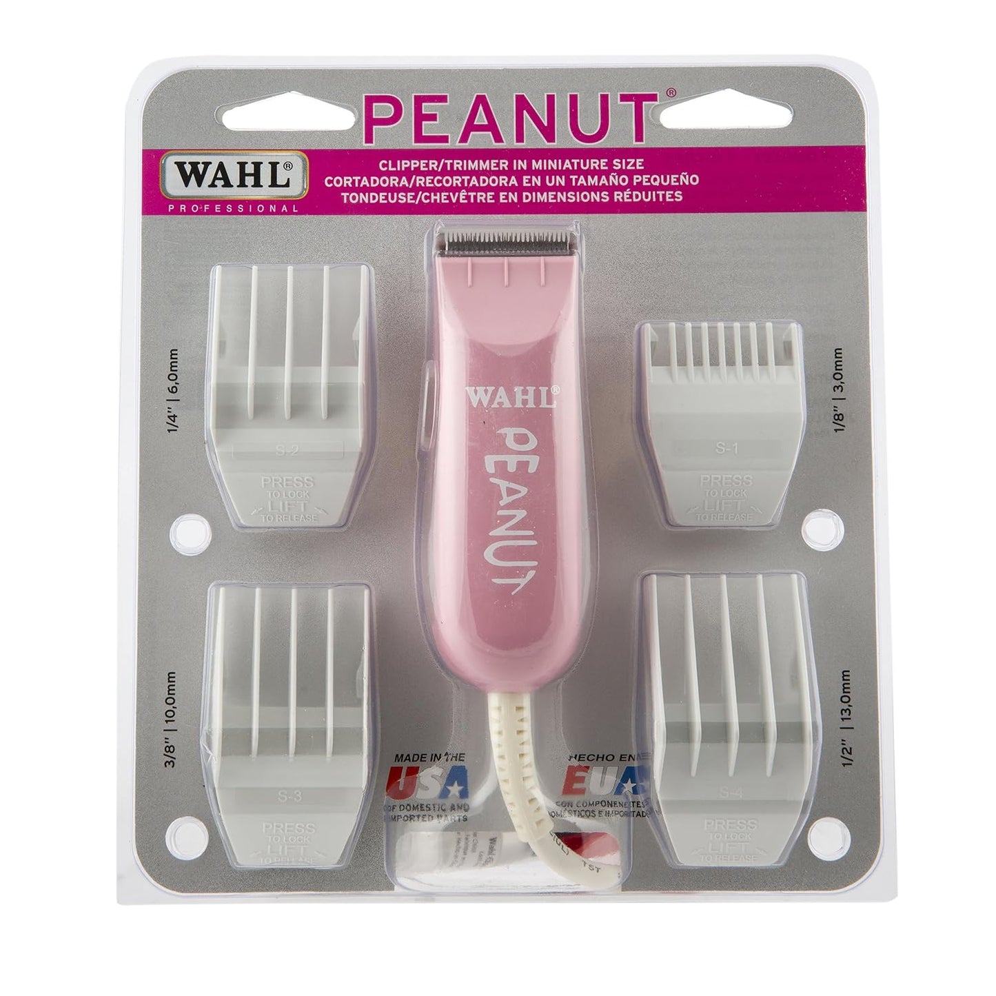 Wahl Professional Peanut Clipper | Pink Trimmer for Barbers & Stylists - Powerful Rotary Motor