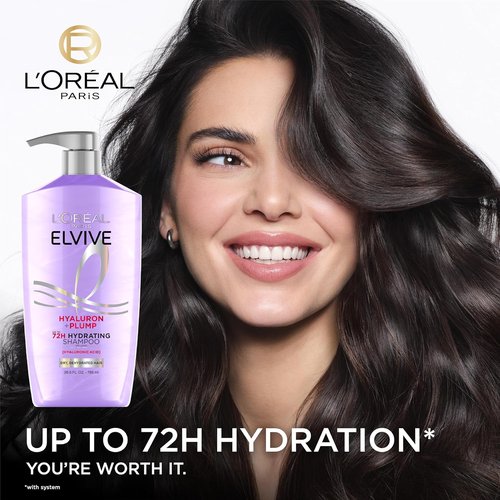 L'Oreal Paris Elvive Hyaluron Plump Shampoo - Hydrating Formula for Dry Hair, 26.5 Fl Oz