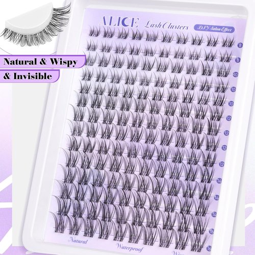 ALICE Natural Lash Clusters | Waterproof Invisible Band Eyelash Extensions 8-16mm Wispy Lashes