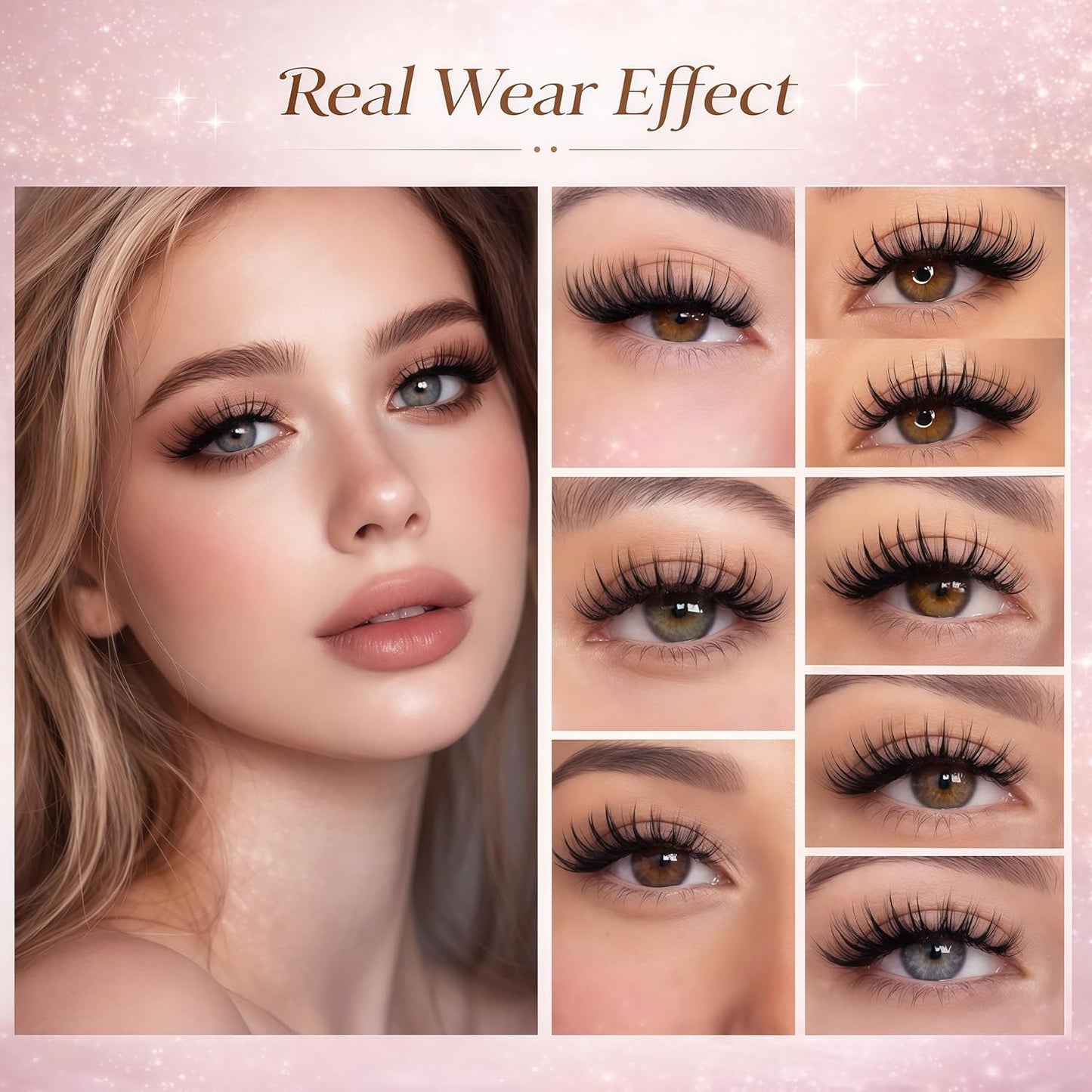 Skiennix Eyelash Clusters Kit - Fluffy Wispy Individual Lash Extensions with Bond Seal & Tweezers | 30D+40D, 9-16mm