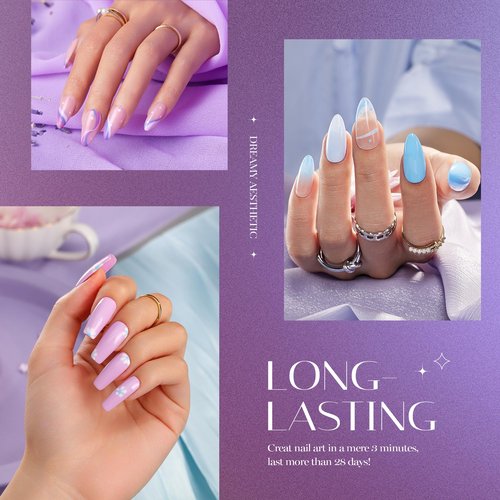 Beetles Gel Nail Polish Set - 6 Colors Purple Baby Blue Light Color Gel Nail Kit Lavender Violets Collection Soak Off UV LED Gel Manicure DIY Periwinkle Nail Polish Salon Spring Gift for Women Girls